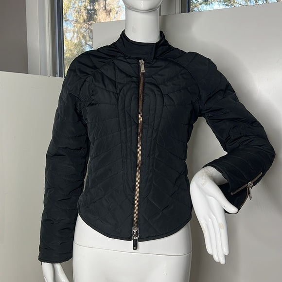 Emporio Armani Sz 40 US 6 Fitted Double Zipper Puffer Jacket - Picture 2 of 10